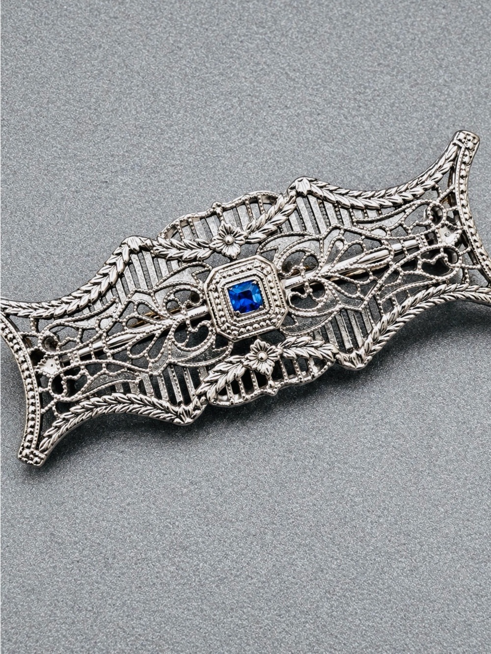 Antique Sterling Sapphire brooch